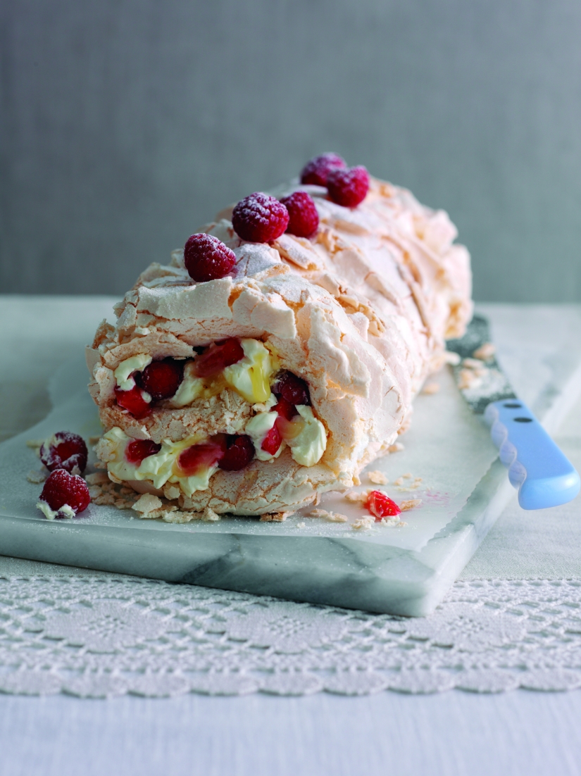 Red Berry Meringue Roulade