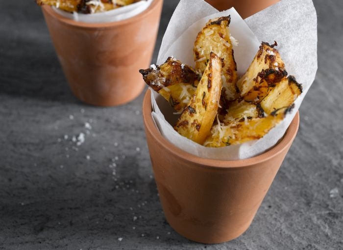 Roast Swede Wedges with Parmesan-style Cheese