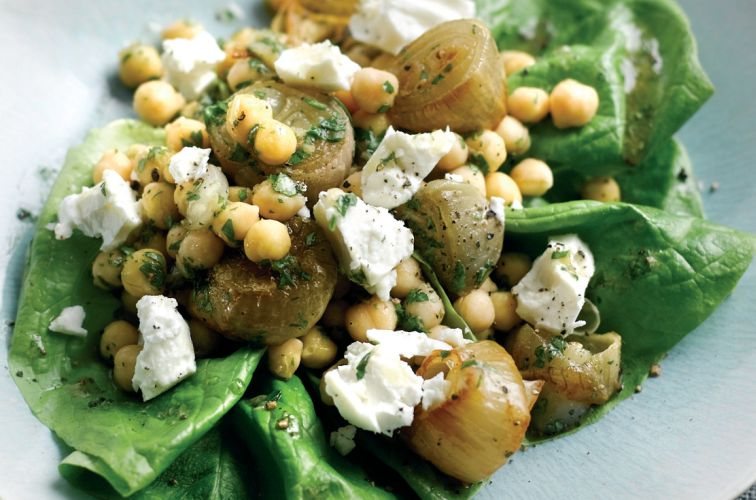 Chickpea, Feta and Roasted Shallot Salad Recipe: Veggie