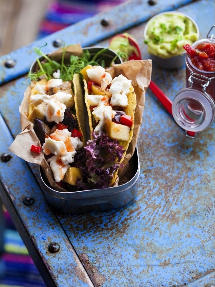 Aubergine and Goat’s Cheese Tacos