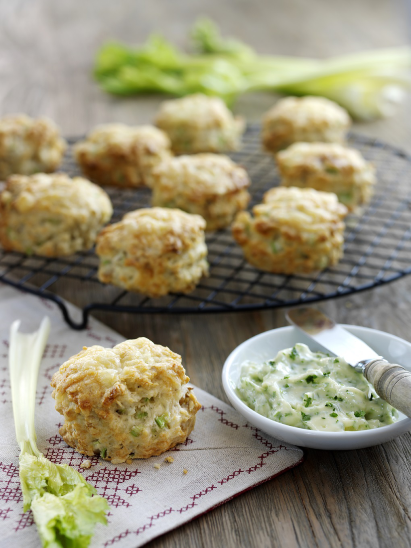 Cheese, Fenland Celery and Walnut Scones with Parsley Butter