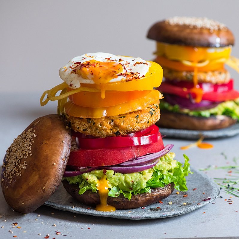 Rainbow Shroom Burger Recipe: Veggie
