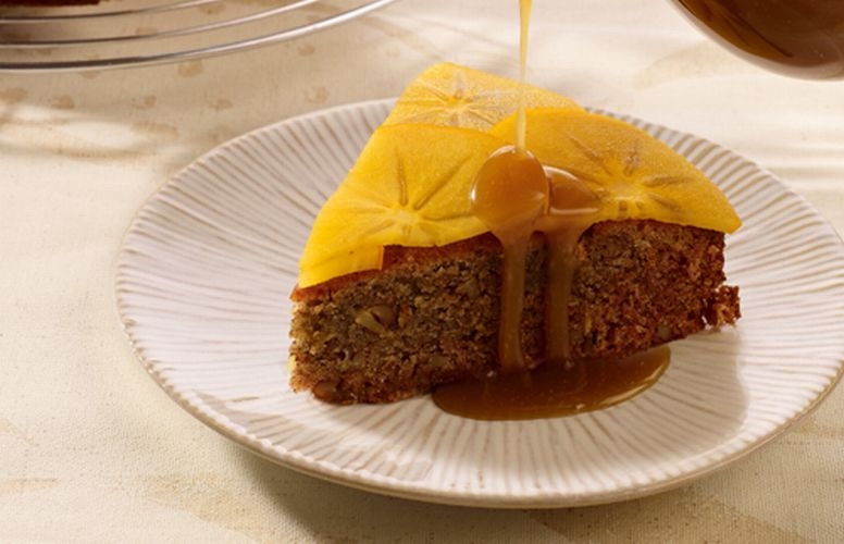 Spiced Persimmon Cake with Caramel Sauce