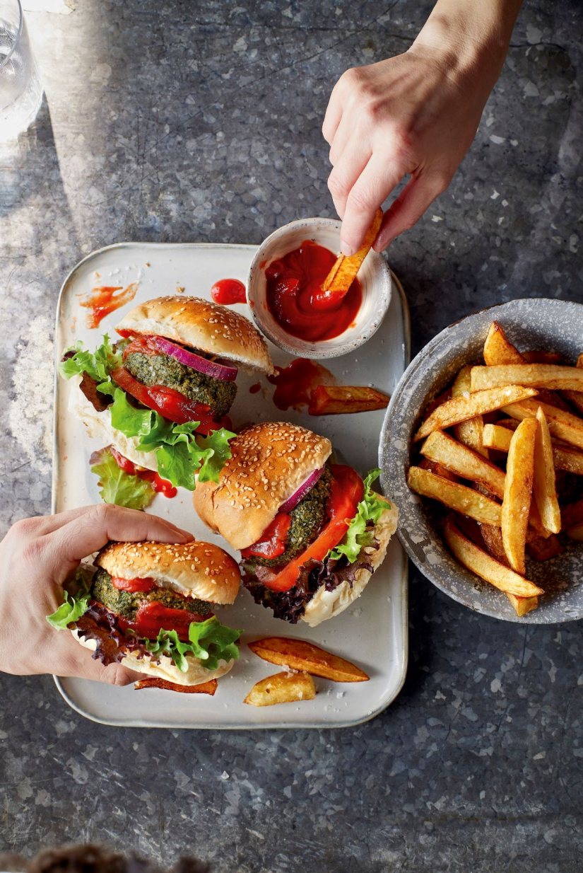 Stems-and-all Green Burger Recipe: Veggie