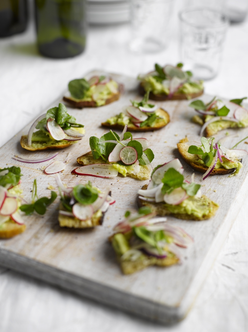 Toasted Sourdough with Avocado, Radish and Watercress