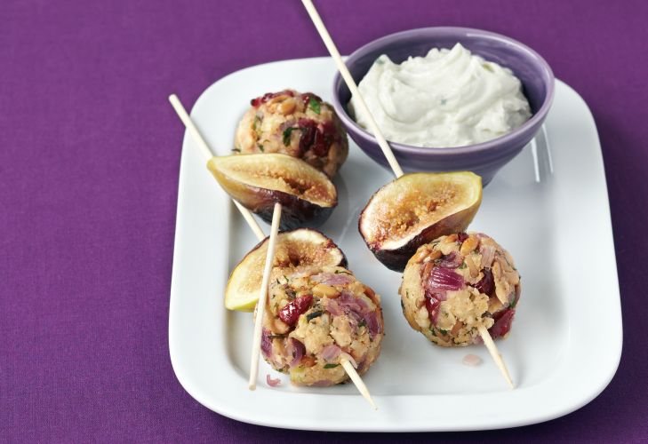 Tofu and Cranberry Balls with Figs and a Blue Cheese Dip Recipe: Veggie