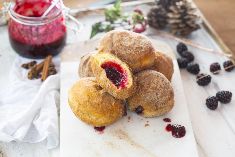 Tom Aikens Cinnamon Doughnuts with Organic Blackberry Jam