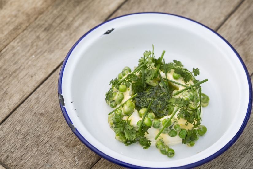 Tom Aikens’ Organic Peas and Broad Beans with Ricotta and Gremolata