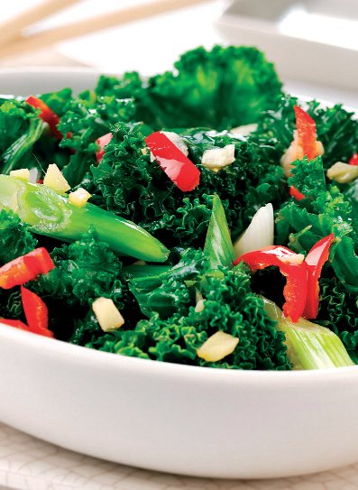 Kale with ginger, garlic and chilli Recipe: Veggie