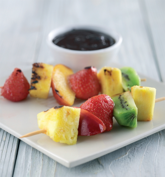 Fruit Kebabs with Chocolate Sauce