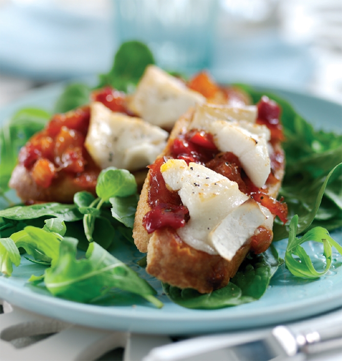 Crushed Pineapple and Sweet Pepper Chutney Bruschetta