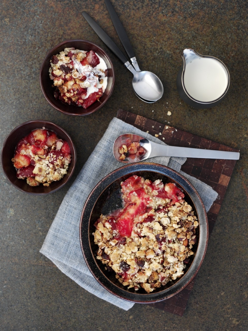 Edd Kimber’s Cherry Plum Crumble with Cobnuts