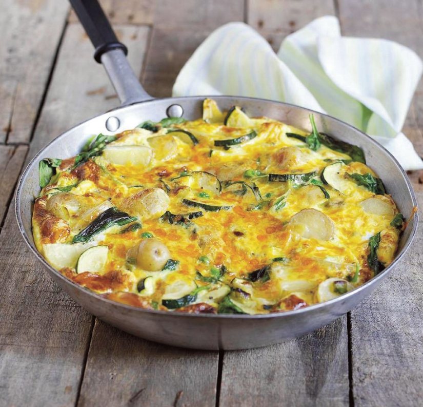 Spinach, Potato and Courgette Fritatta Recipe: Veggie