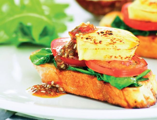 Halloumi Bruschetta Teriyaki-style Recipe: Veggie
