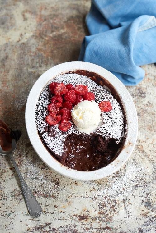 Gooey Chocolate Raspberry Pudding