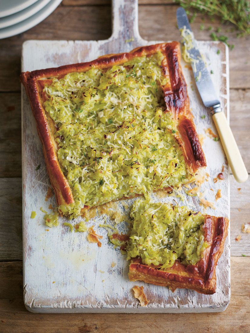 LEEK AND VEGETARIAN PARMESAN-STYLE CHEESE TART Recipe: Veggie