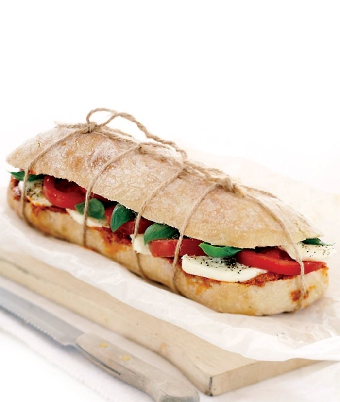 Tomato, Mozzarella and Basil Ciabatta Sandwich Recipe: Veggie