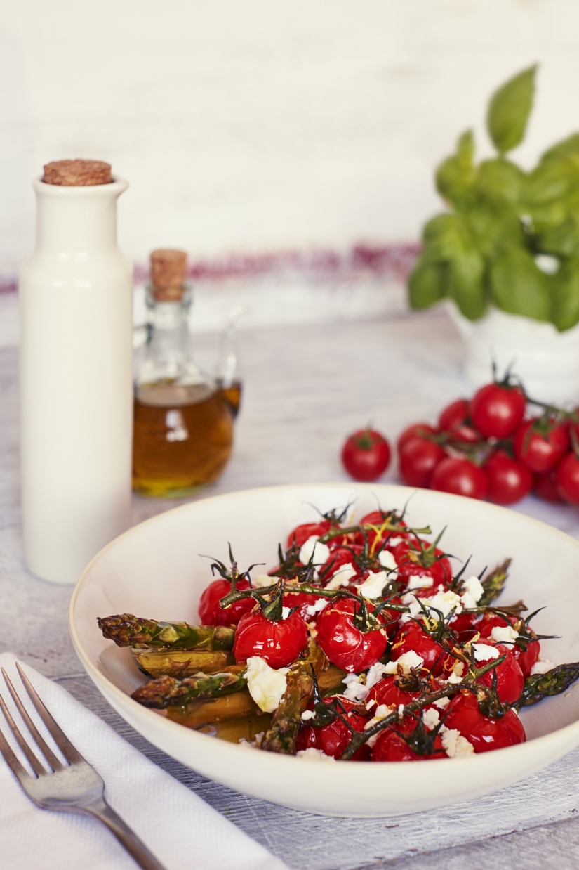 Roasted Piccolos, Asparagus, and Feta Salad
