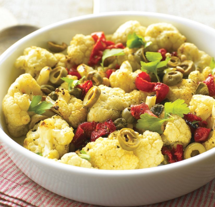 Roasted Cauliflower with Piquillo Peppers Recipe: Veggie