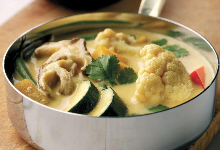 Sri Lankan Spiced Vegetable Curry with Coriander Yoghurt Recipe: Veggie