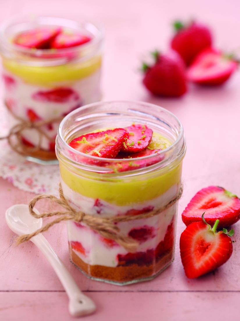 Strawberry and Lime Individual Cheesecakes