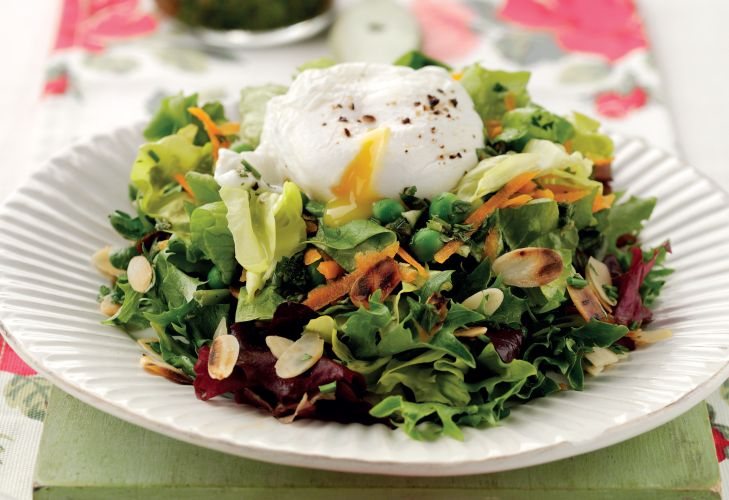 Summer Leafy Salad with Salsa Verde Dressing Recipe: Veggie