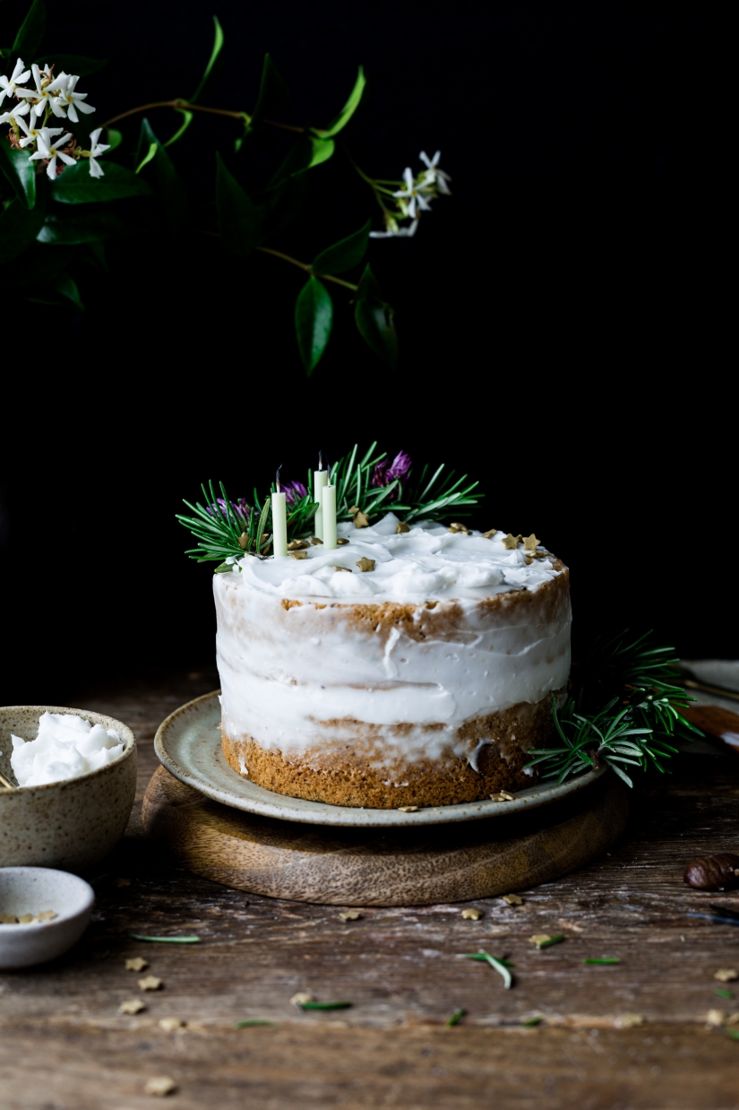 Vegan Chestnut Vanilla Cake with Cream Cheese Frosting