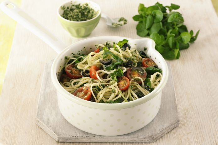 Watercress Pesto Linguine Recipe: Veggie