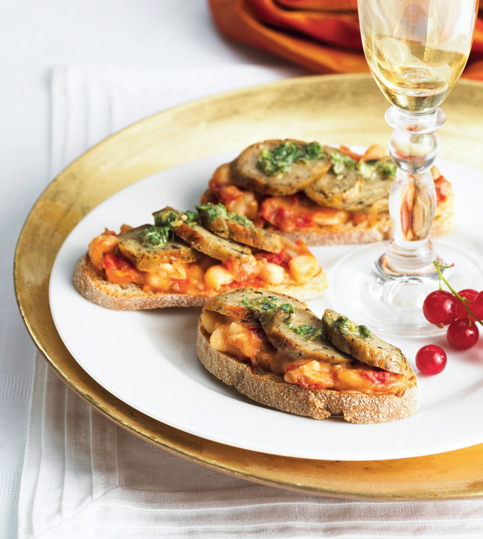 Wild Garlic and parsley Veggie Sausage Crostini