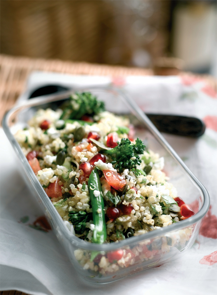 Jo Pratt’s Quinoa with Feta, Tenderstem and Pomegranate