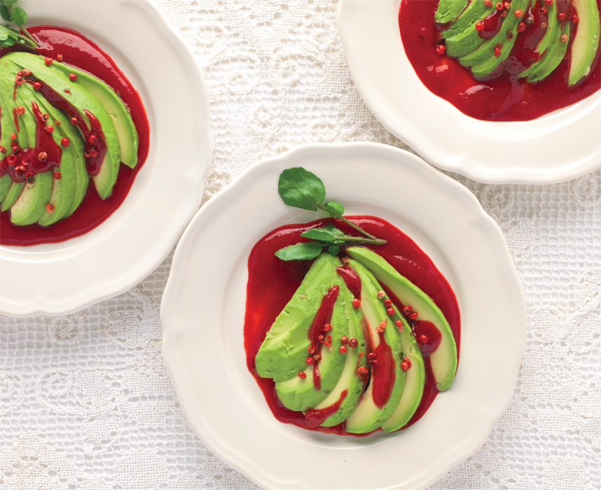 Avocado on a Raspberry Coulis