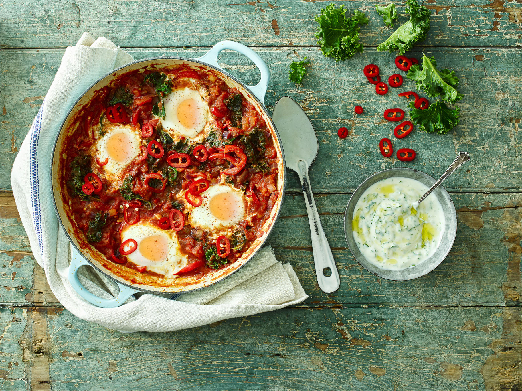 Tomato and Pepper Poached Eggs