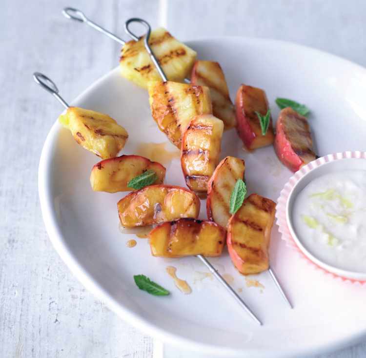 BBQ Apple Kebabs with Ginger Yoghurt Dip