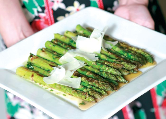 Barbecued Asparagus with Lemon and Mint Butter