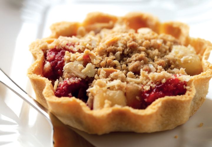 Bramley Apple, Raspberry and Almond Crumble Tarts