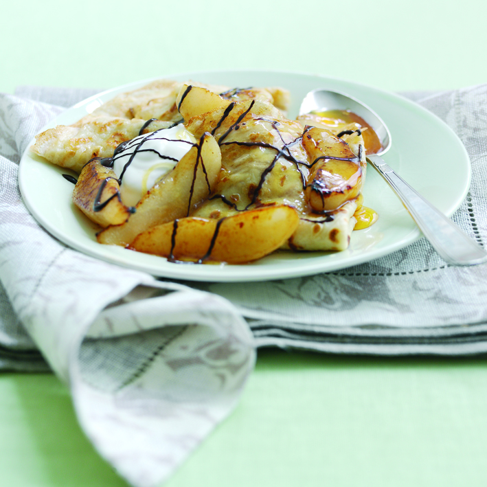 Caramelised Pear and Chocolate Pancakes