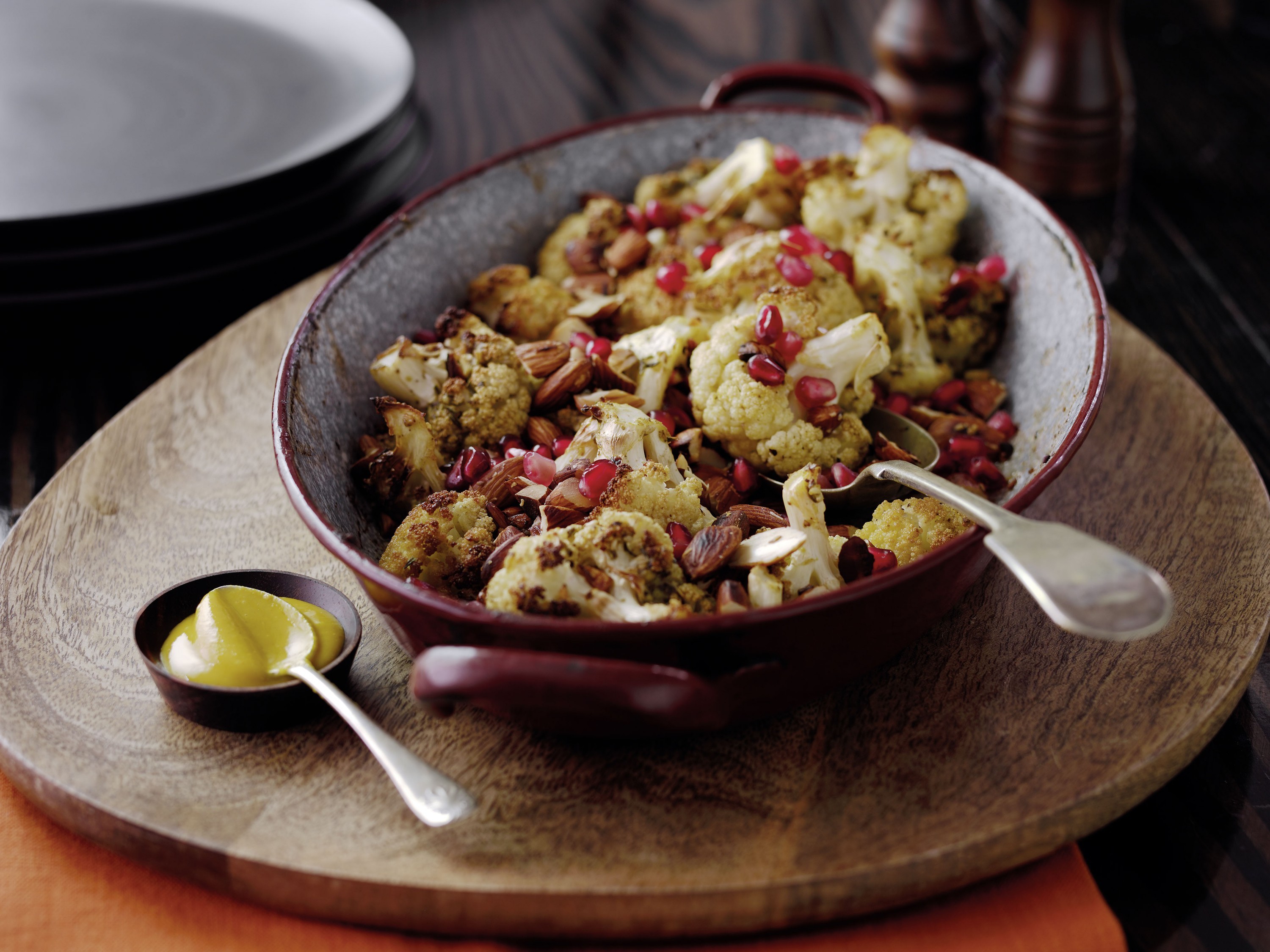 SPICED ROAST CAULIFLOWER WITH TOASTED ALMONDS Recipe: Veggie