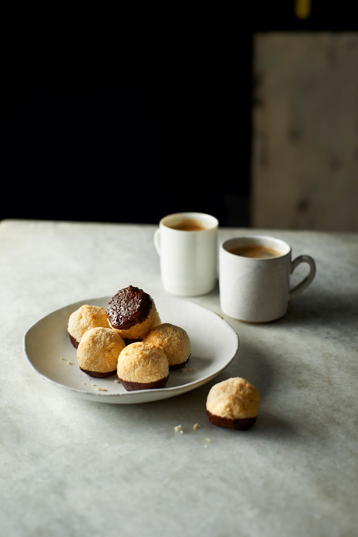 Chocolate-dipped Coconut Macaroons