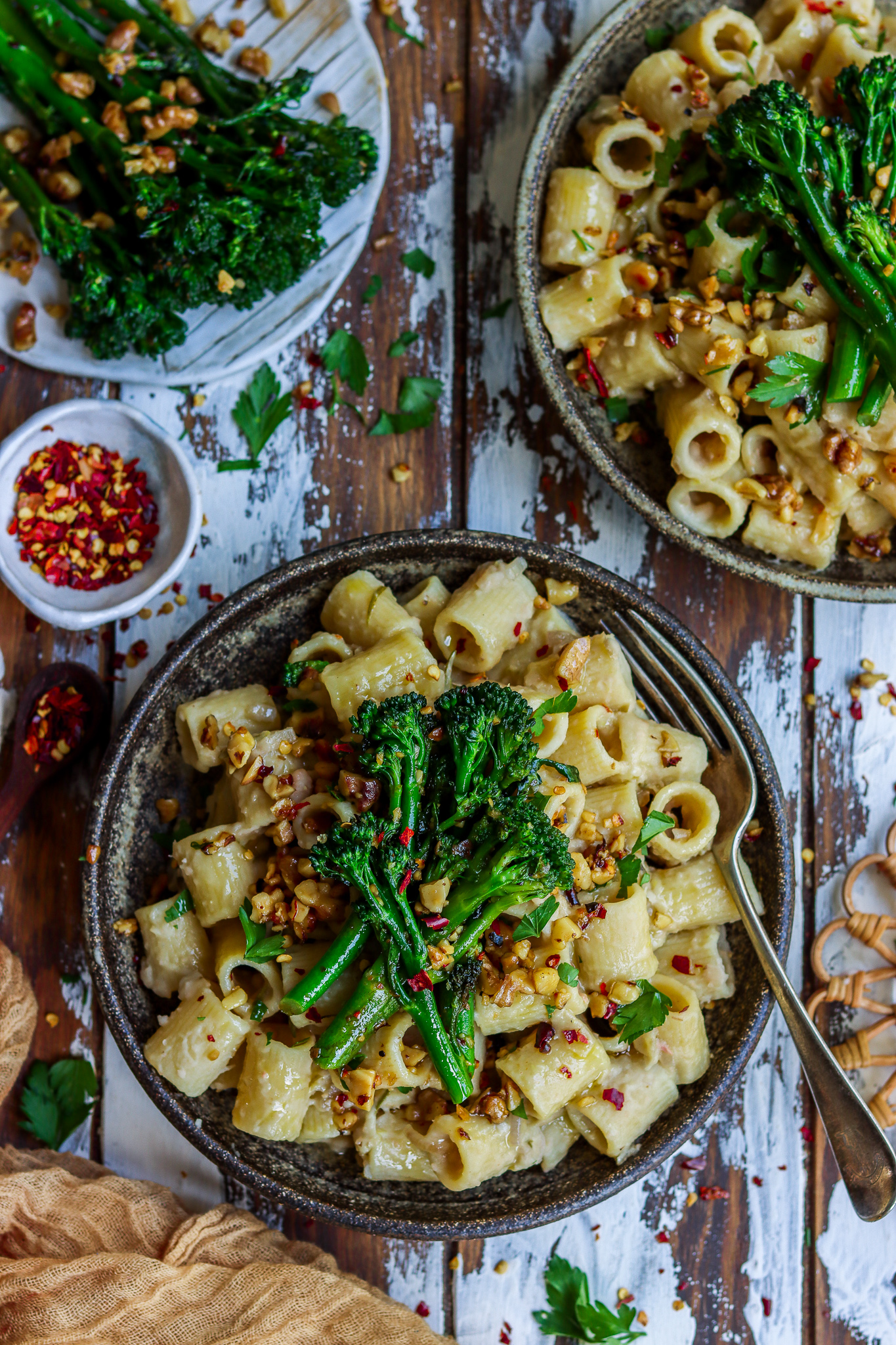 Creamy Tuscan Cannellini Bean Pasta with Tenderstem Broccoli