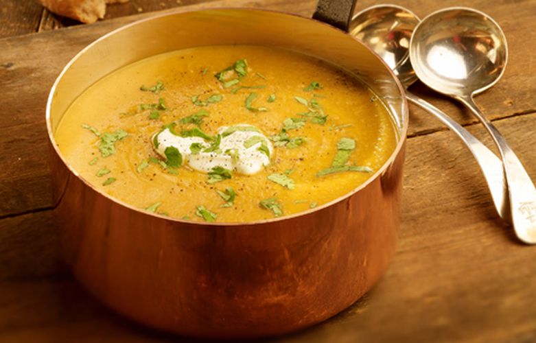 Curried Pumpkin & Persimmon Soup Recipe: Veggie