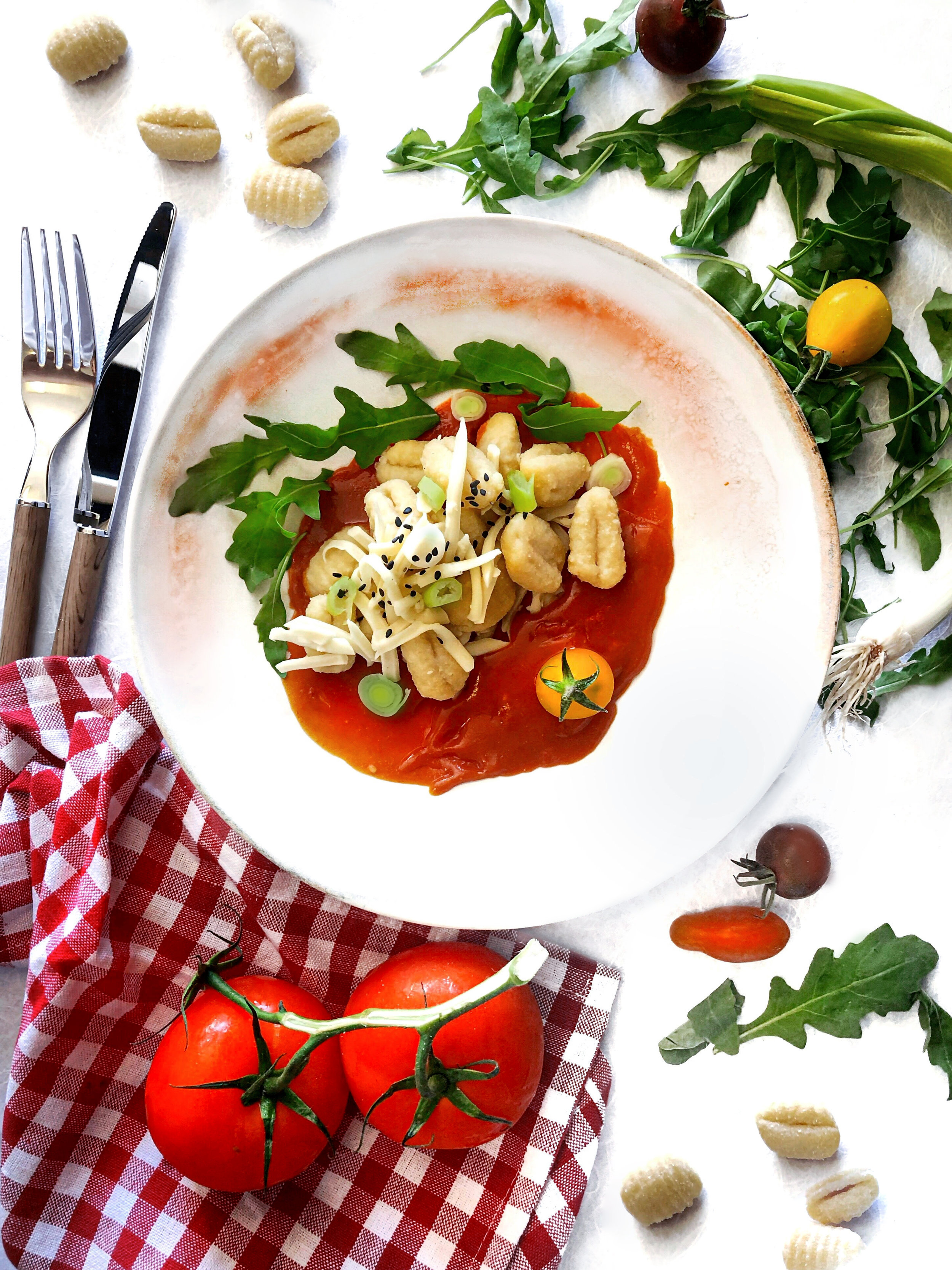 Fresh Gnocchi Bolognese with Almond Cheese