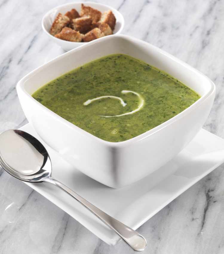 Mixed Green Leaf Soup with Spicy Sweet Yoghurt