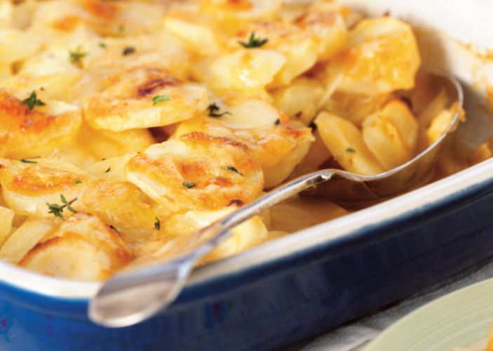 Layered Parsnip and Lancashire Bake