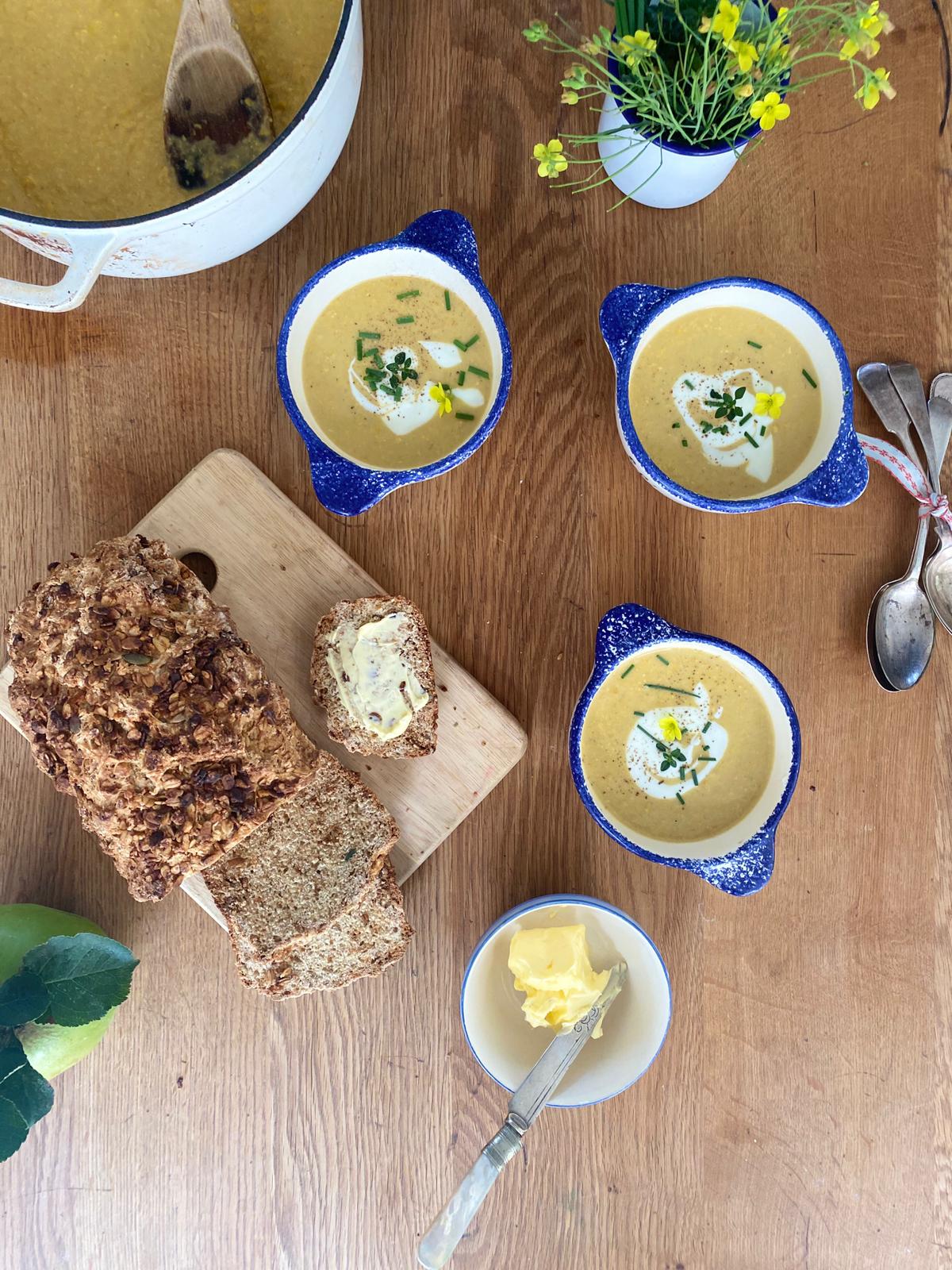 Corn Soup and Granola Bread