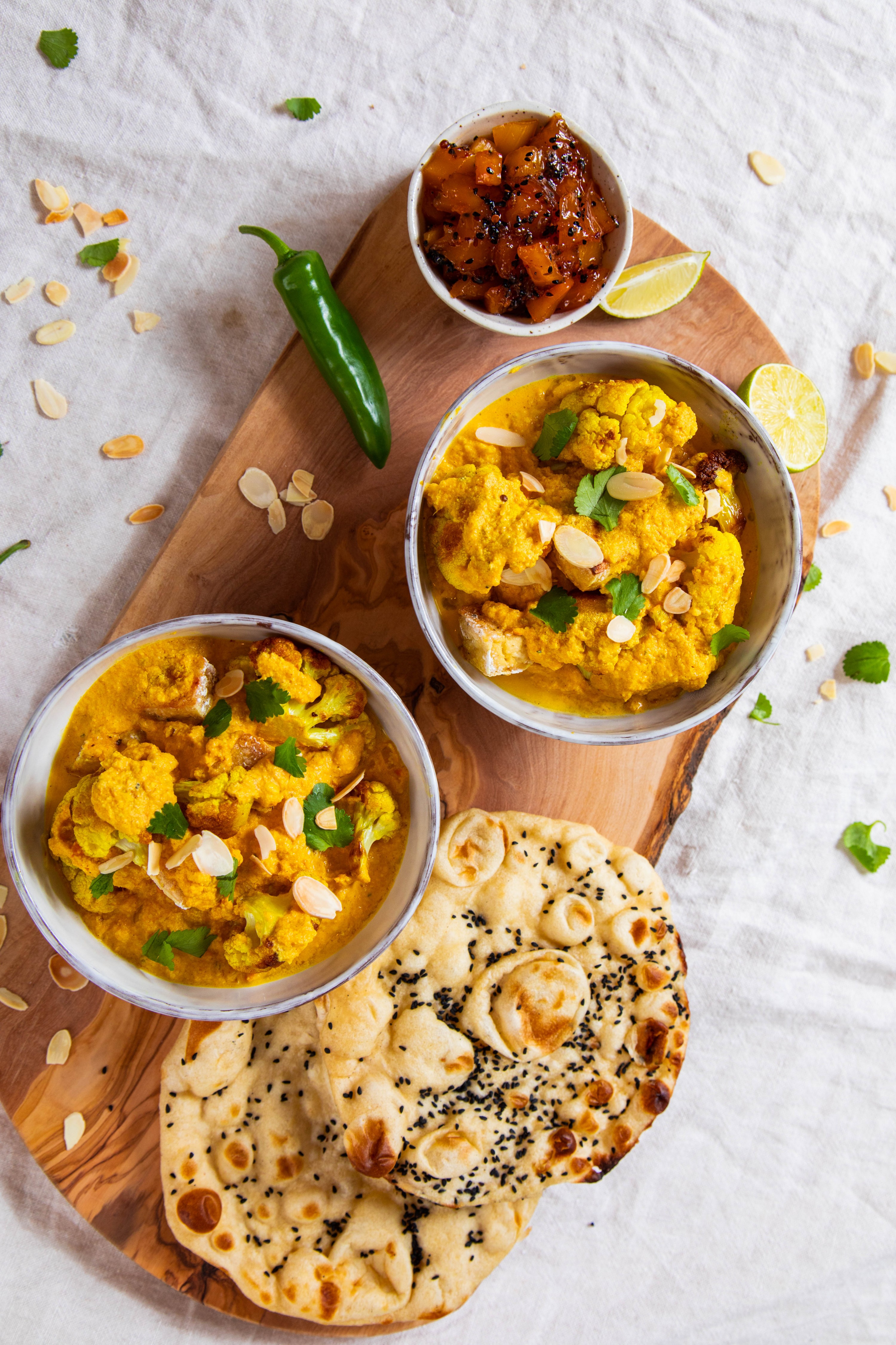 Roasted Tofu and Cauliflower with Maple Korma Sauce