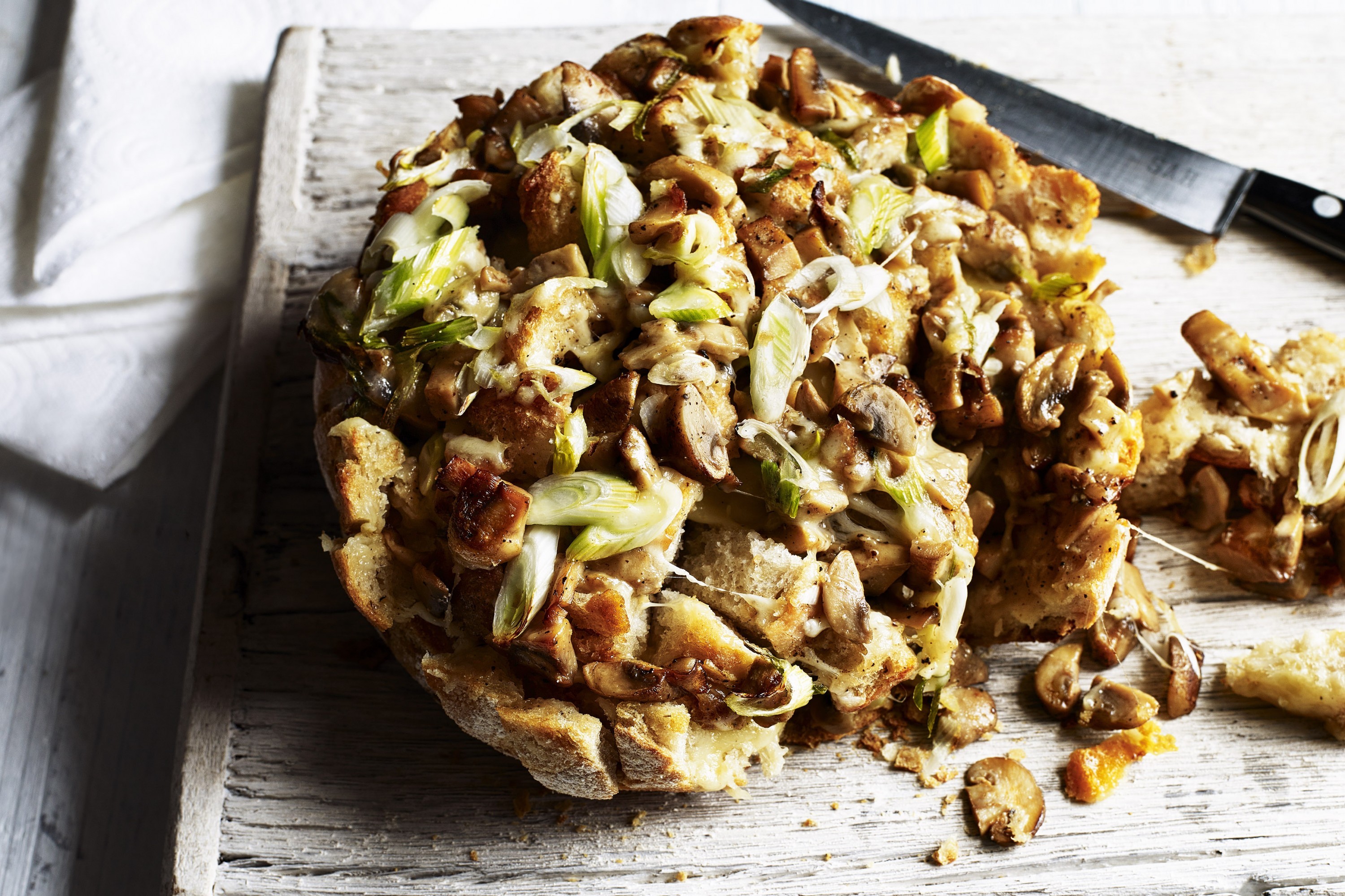 Cheesy Mushroom Bread Vegetarian Recipe