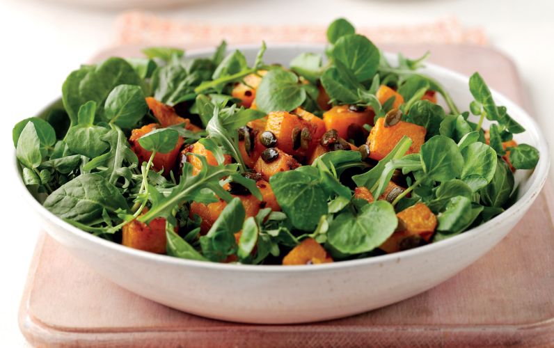 Roasted Spicy Squash Leafy Salad