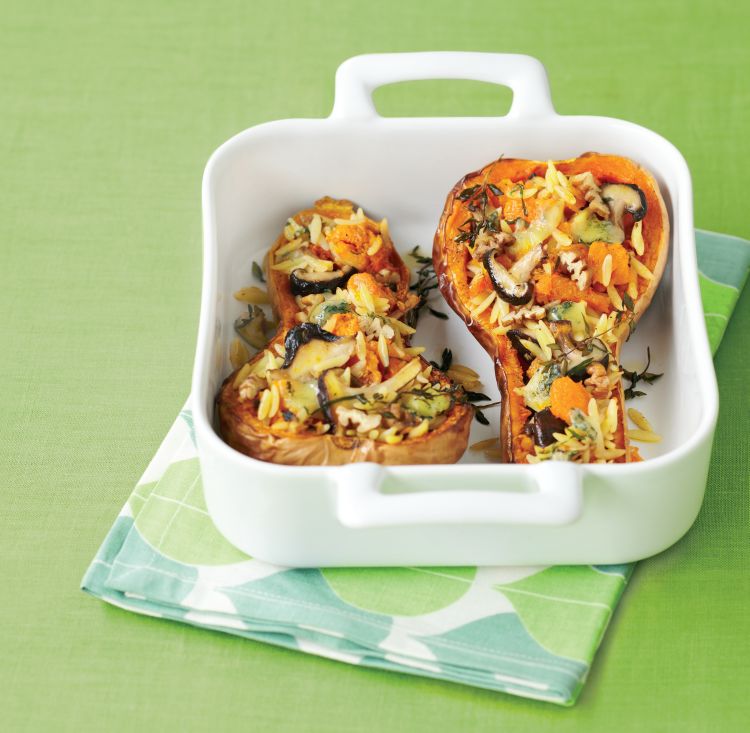 Roasted Butternut Squash with Blue Cheese and Shiitake Mushrooms