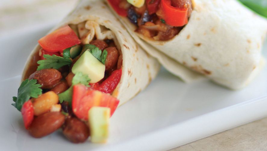 Spicy Pinto and Baked Bean Wraps
