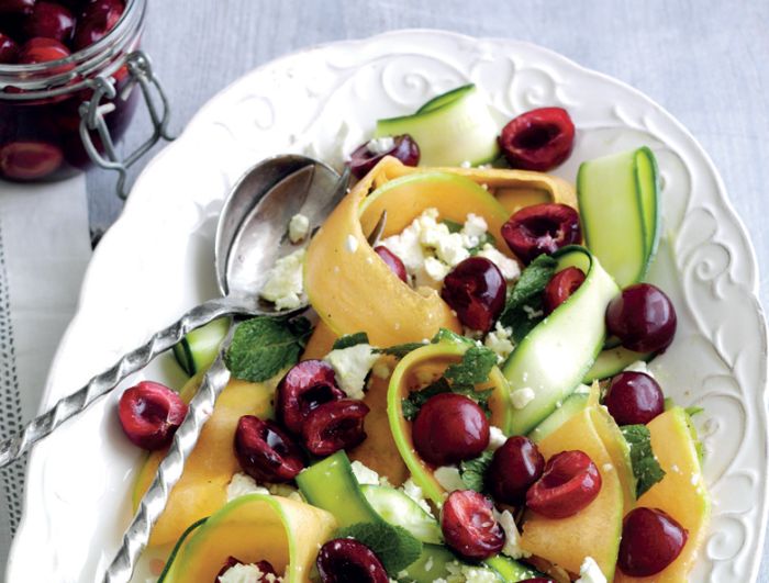 Summer Salad with Feta and Pickled Cherries